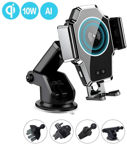 Wireless Car Charger,Wislist 10W Qi Fast Charging Car Mount Auto-Clamping,Air Vent/CD Slot/Windshield/Dashboard Phone Holder for iPhone 11 Pro Max Xs MAX XS XR X 8P, Samsung S10+ S9+ S8 Note 9